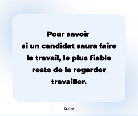 Pour savoir si un candidat saura faire le travail, le plus fiable reste de le regarder travailler.